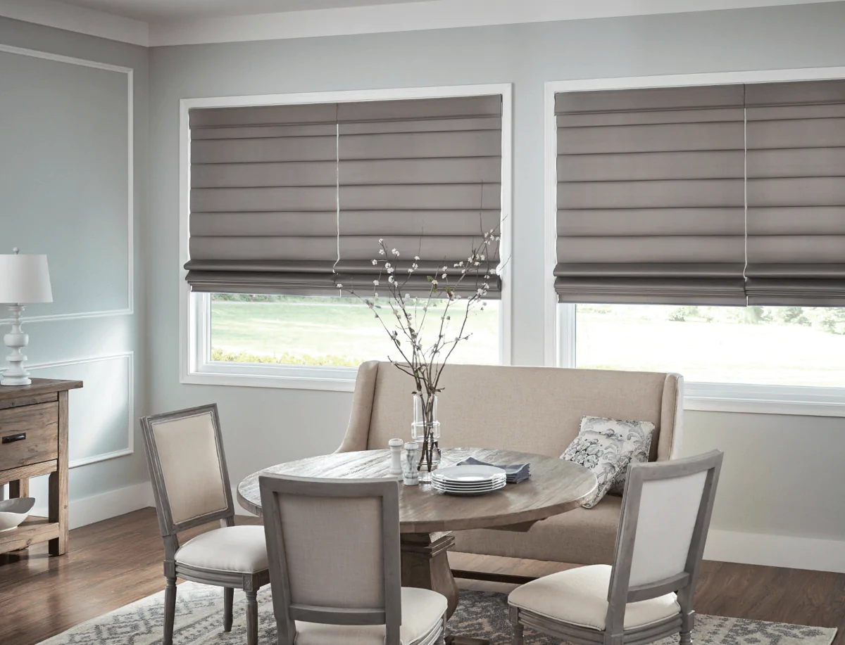 Custom Gray Condo Roman Shades Oakville